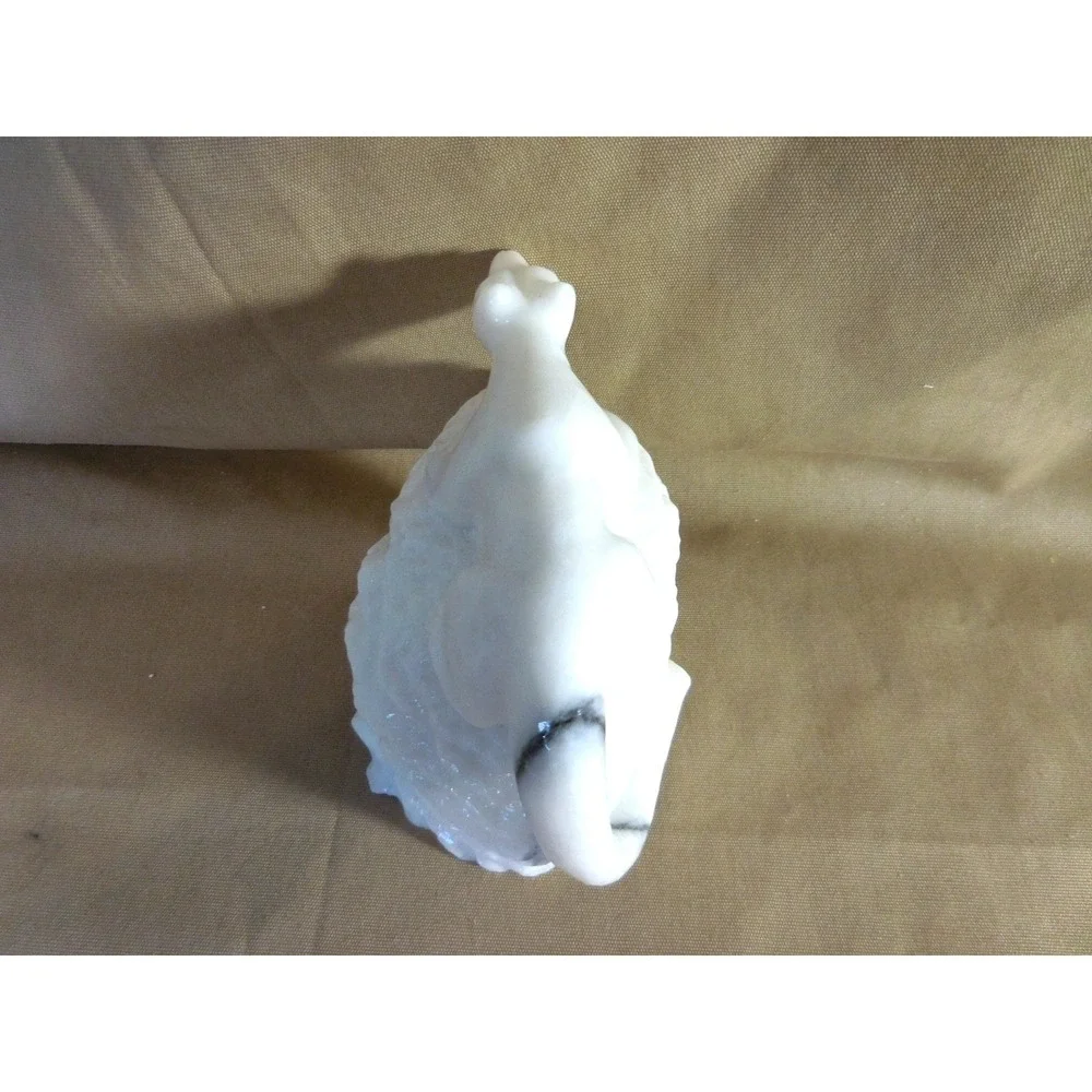 Zuni Native  Carved Mountain Lion Fetish Jerold Leekity White Marble  #533fff